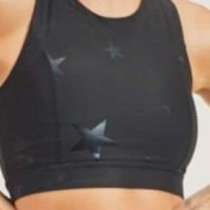 NWT Mono B Black Star Foil Sports Bra Cross Back sz L